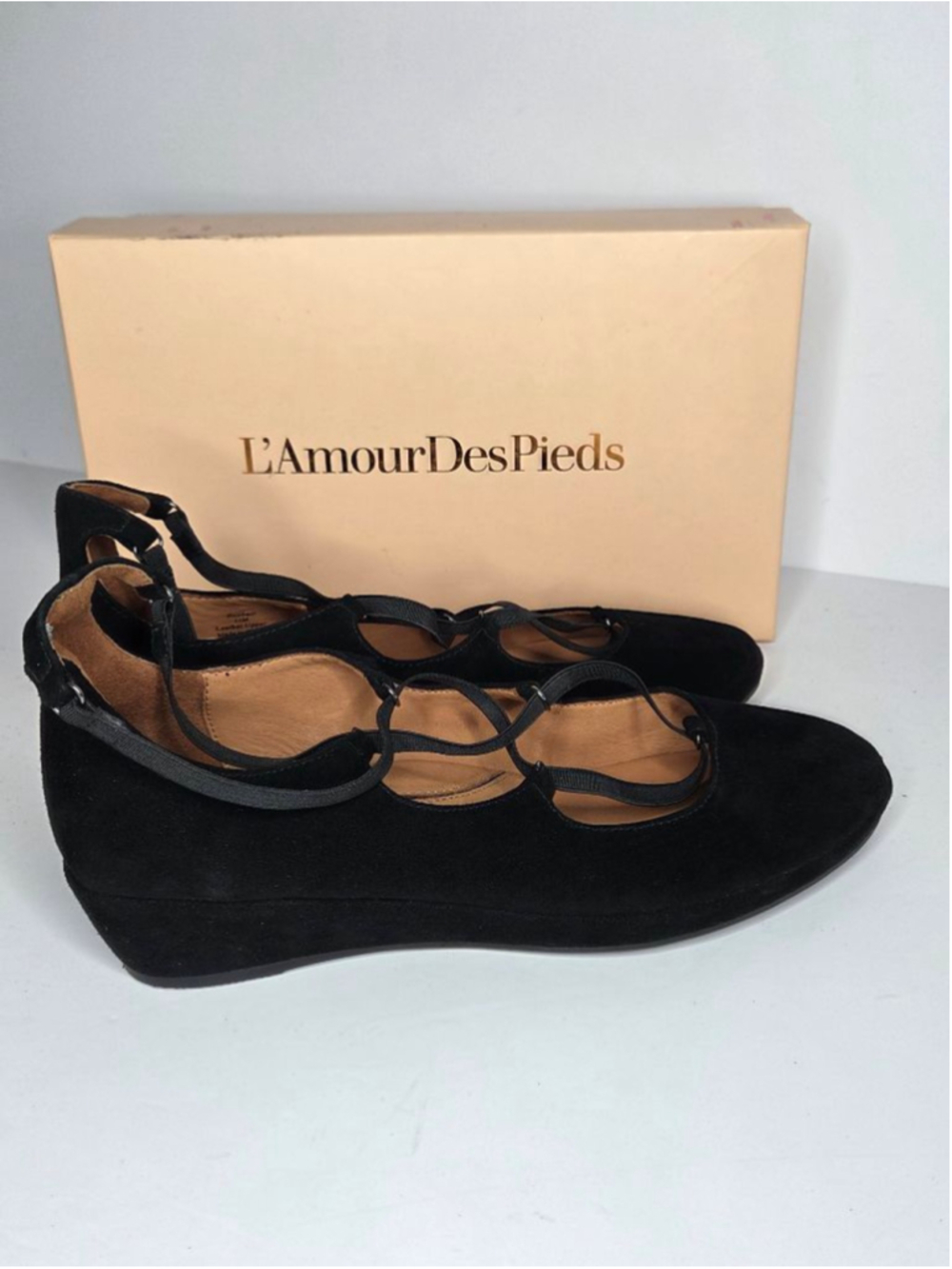 L'Amour Des Pieds Benham Wedge Shoes Black Suede Women's Size 11 Euro 42.5 - Picture 4 of 12